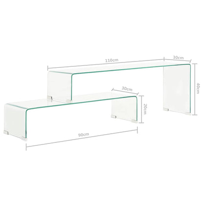 Set Tavolini Salotto 2 pz 90x30x20/110x30x40cm Vetro Temperato