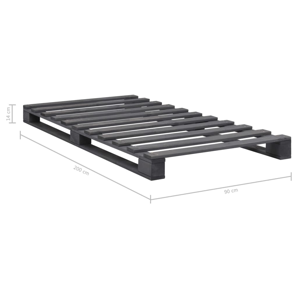 Giroletto in Pallet Grigio Legno Massello di Pino 90x200 cm | homemem39