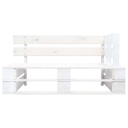 Panca Angolare da Giardino su Pallet in Legno Bianca | homemem39