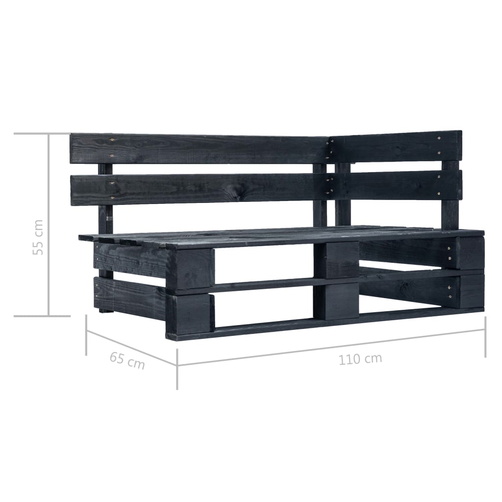 Panca Angolare da Giardino su Pallet in Legno Nera | homemem39