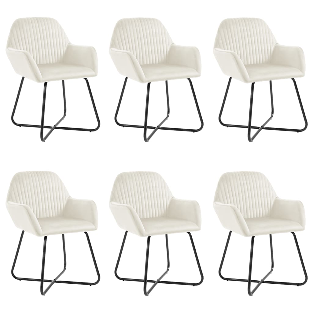 Dining Chairs 6 pcs Cream Velvet