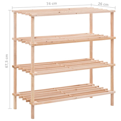 Scarpiera a 4 Livelli in Legno Massello di Abete