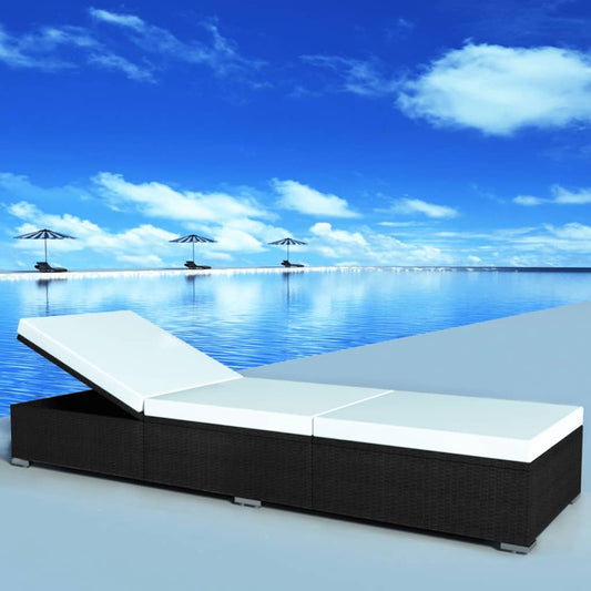 Lettini Prendisole con Cuscini 2 pz in Polyrattan Nero - homemem39