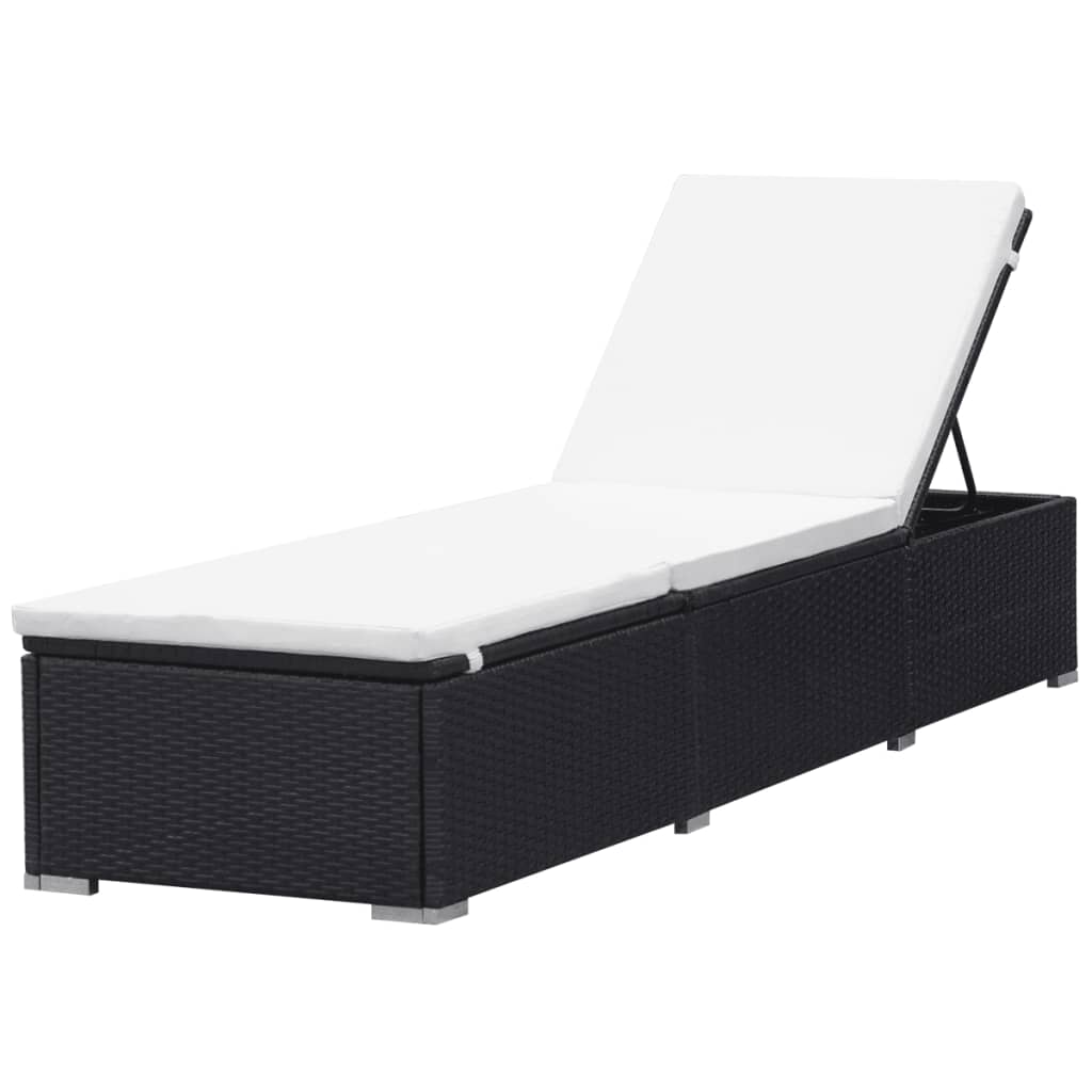 Lettini Prendisole con Cuscini 2 pz in Polyrattan Nero - homemem39