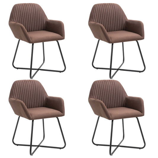 Dining Chairs 4 pcs Brown in Fabric