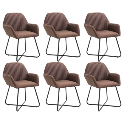 Dining Chairs 6 pcs Brown in Fabric