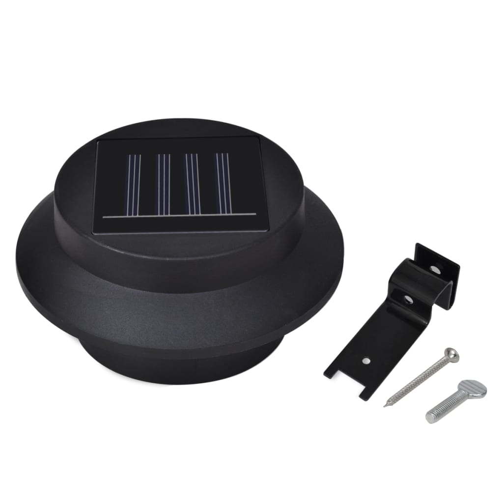 Lampade Solari da Esterno per Recinzioni 12 pz LED Nero - homemem39
