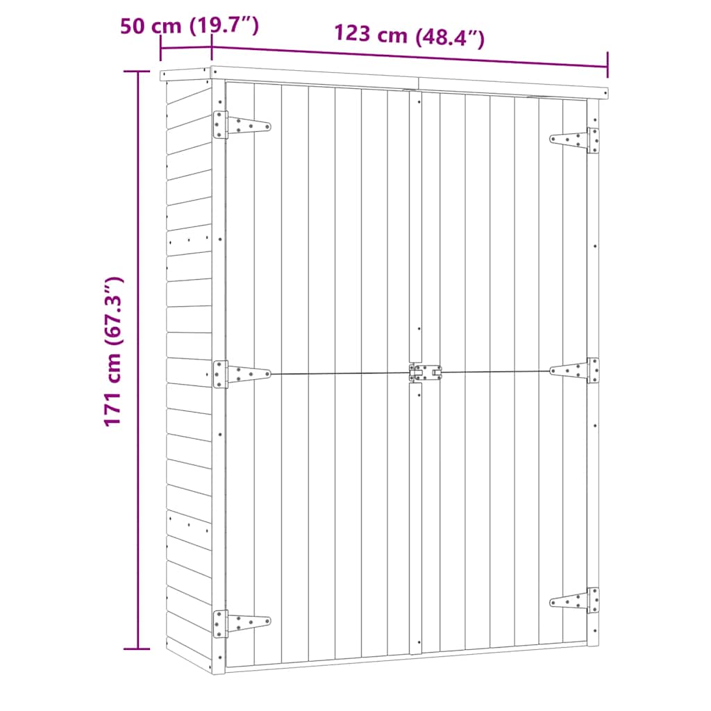 Rimessa Attrezzi da Giardino 123x50x171cm in Pino Impregnato - homemem39