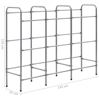 Supporto con Ripiani per 9 Casse Argento 145x33x116 cm Acciaio | homemem39
