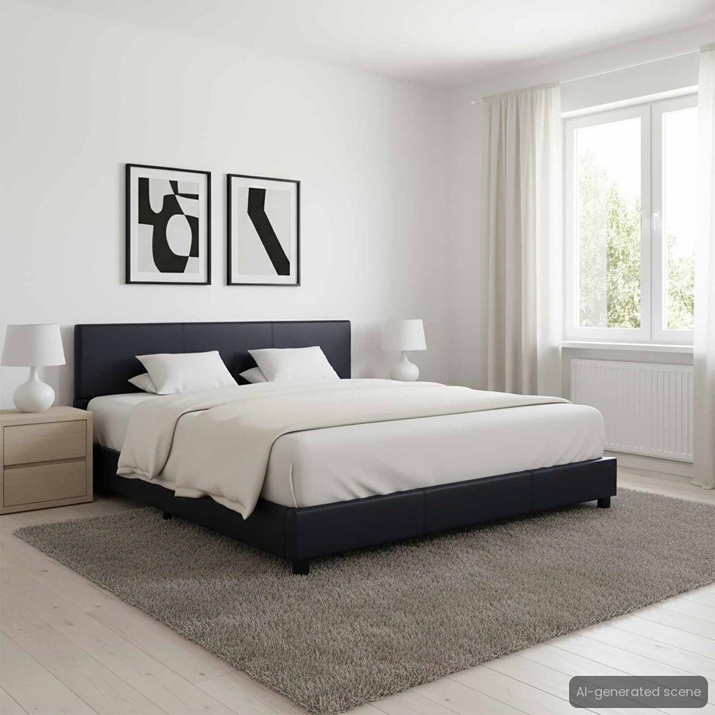 Giroletto Nero in Similpelle 160x200 cm