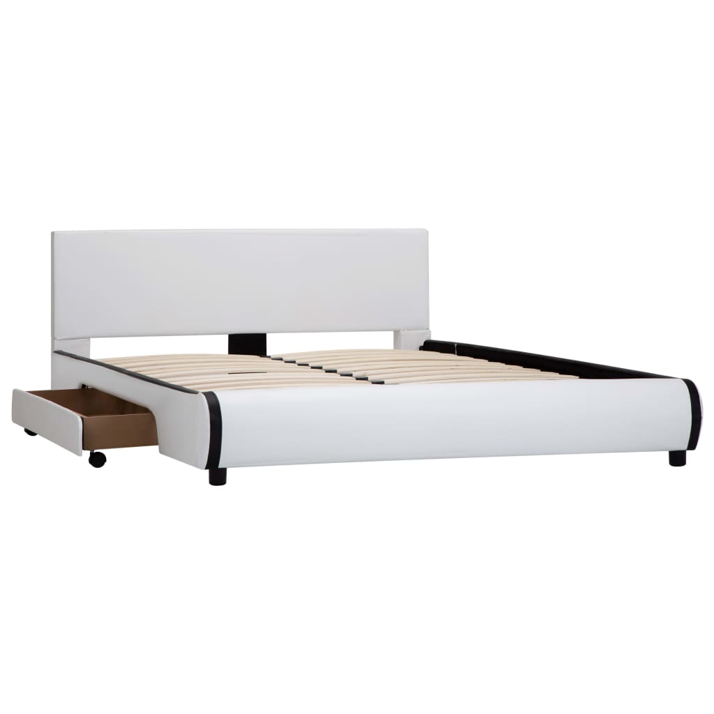Giroletto con Cassetti Bianco in Similpelle 140x200 cm