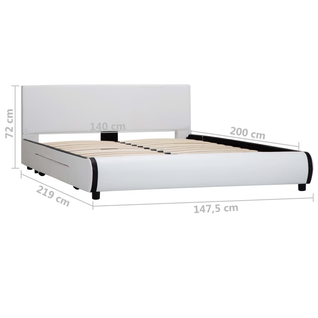 Giroletto con Cassetti Bianco in Similpelle 140x200 cm | homemem39