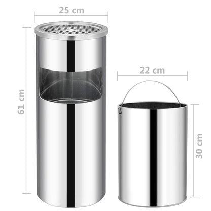 Pattumiera con Posacenere da Albergo 30 L Acciaio Inox - homemem39