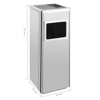 Pattumiera con Posacenere da Albergo 36 L Acciaio Inox | homemem39