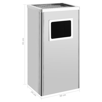 Pattumiera con Posacenere da Albergo 45 L Acciaio Inox - homemem39