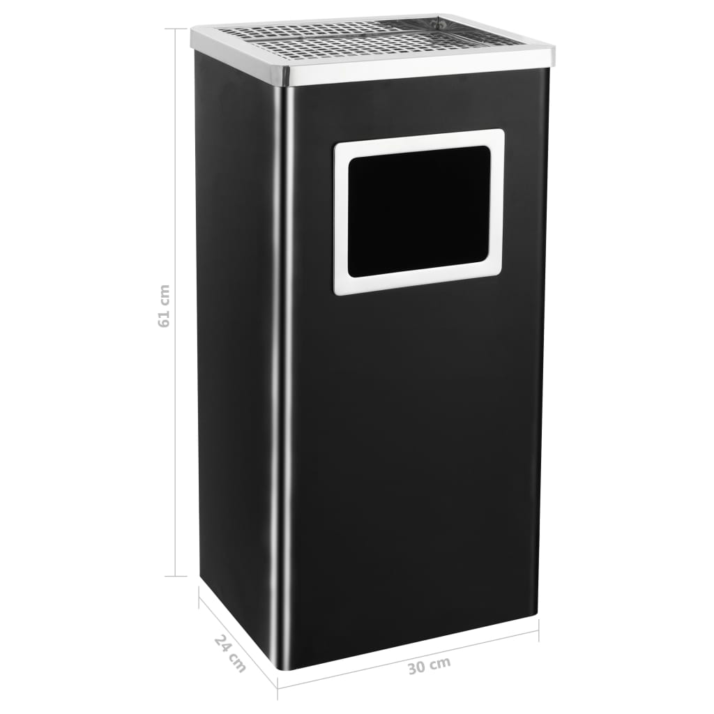 Pattumiera con Posacenere da Albergo 45 L Acciaio Nero - homemem39