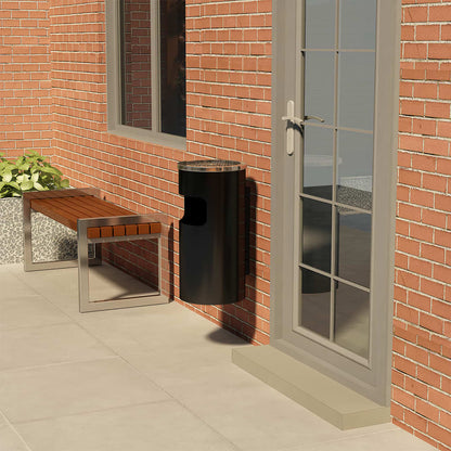 Pattumiera con Posacenere da Parete in Acciaio 26 L Nera - homemem39