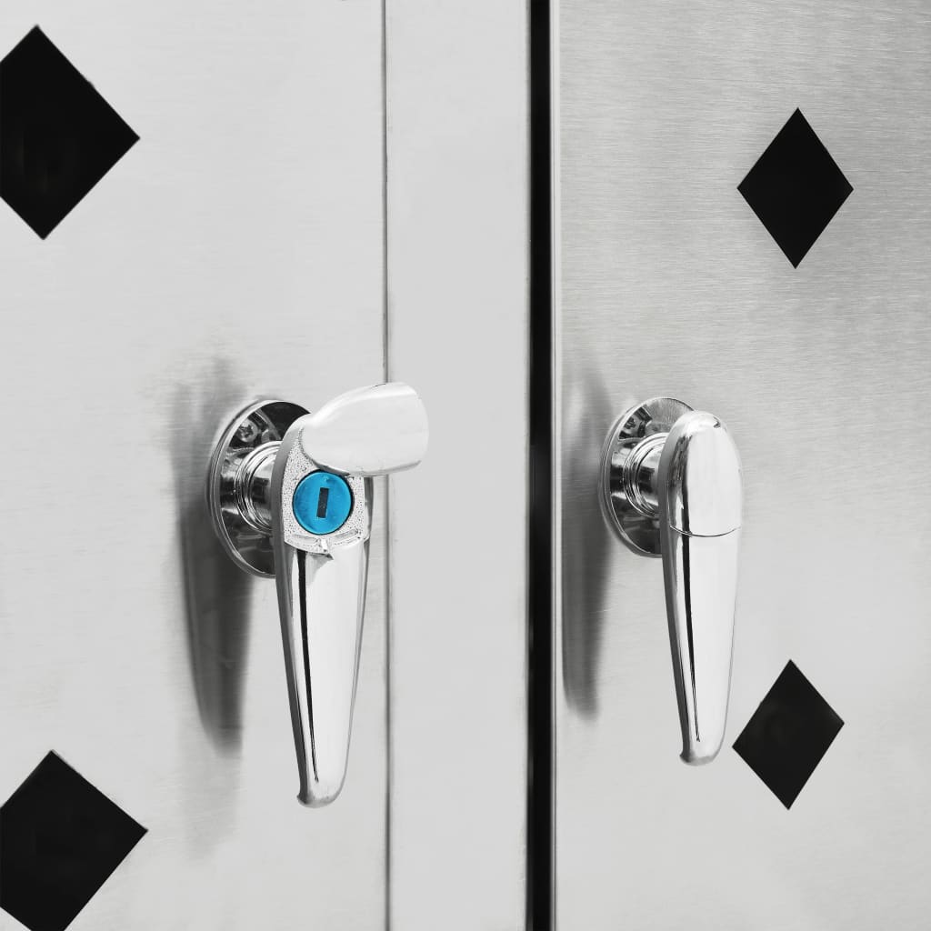 Copribidone per Spazzatura Triplo 240 L in Acciaio Inossidabile - homemem39