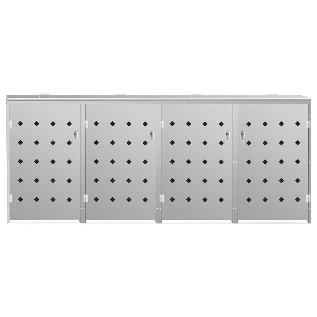 Copribidone per Spazzatura Quadruplo 240 L in Acciaio Inox - homemem39