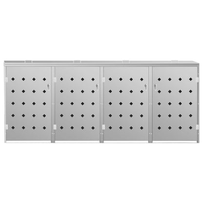 Copribidone per Spazzatura Quadruplo 240 L in Acciaio Inox - homemem39