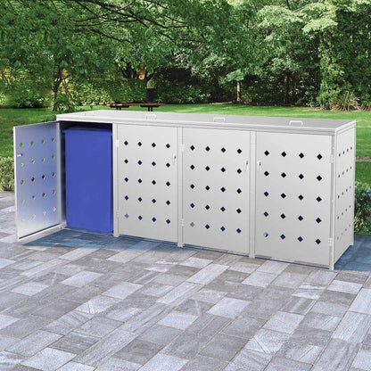 Copribidone per Spazzatura Quadruplo 240 L in Acciaio Inox