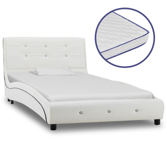 Letto con Materasso Memory Foam Bianco in Similpelle 90x200 cm - homemem39