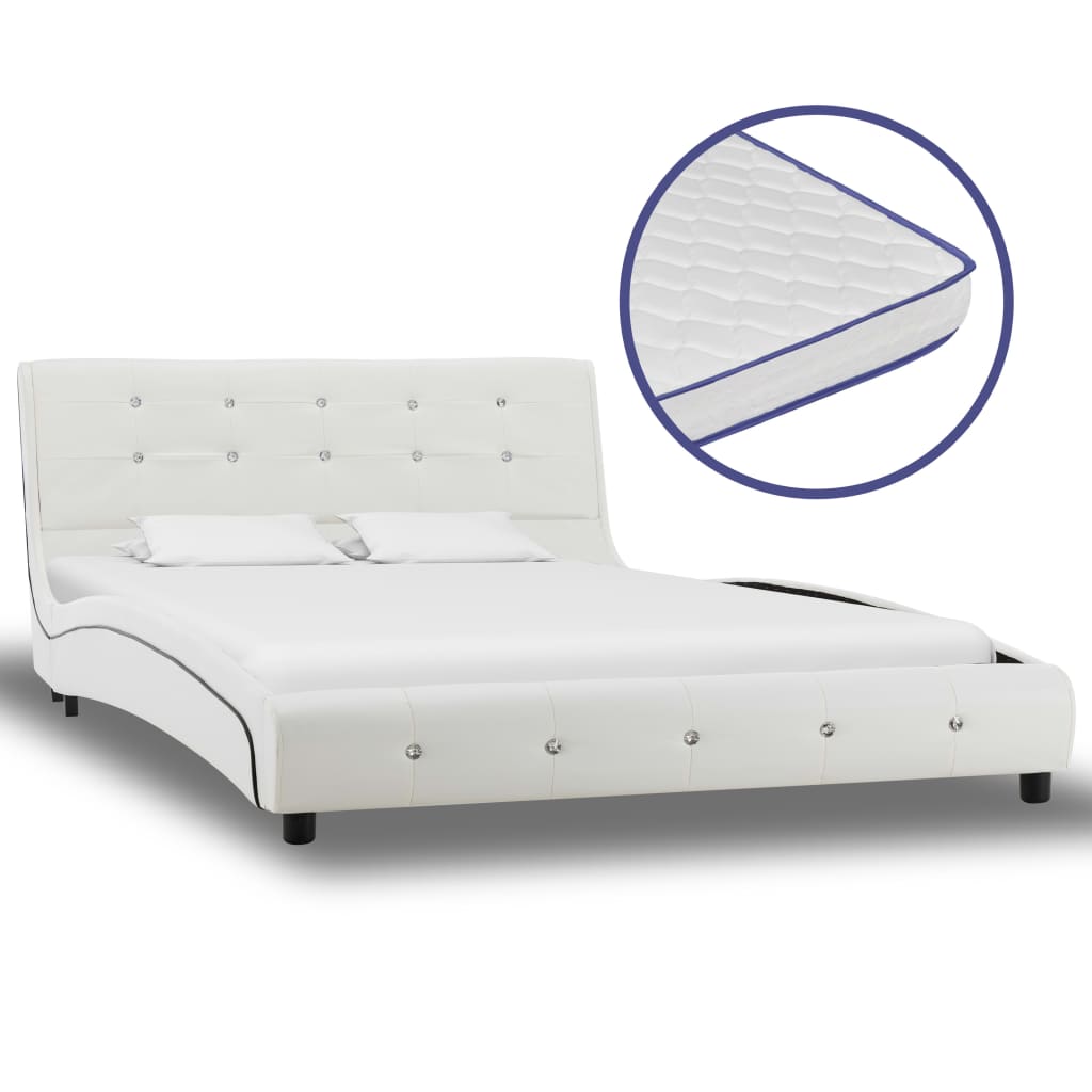 Letto e Materasso MemoryFoam Bianco in Similpelle 120x200cm - homemem39