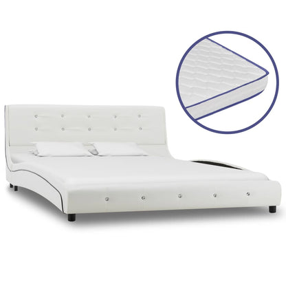 Letto con Materasso Memory Foam Bianco in Similpelle 140x200 cm - homemem39