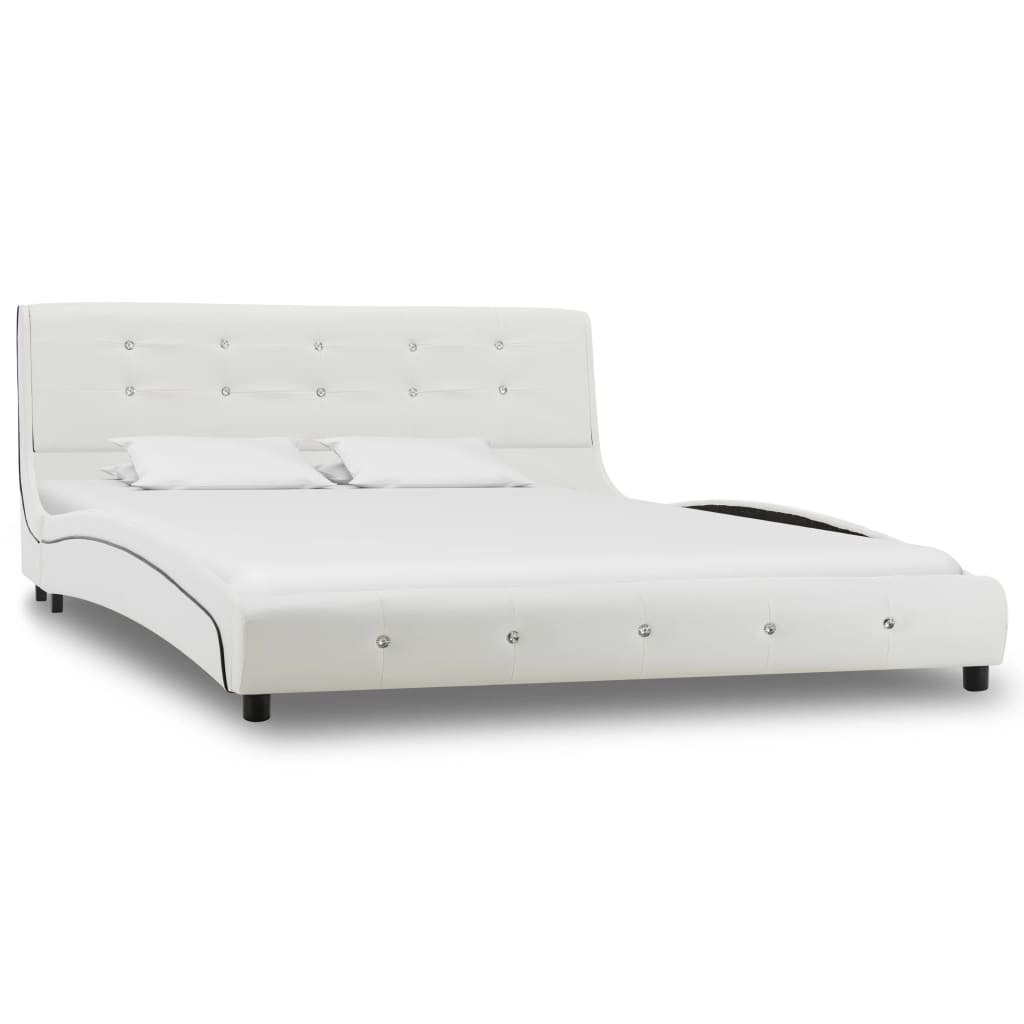 Letto con Materasso Memory Foam Bianco in Similpelle 140x200 cm - homemem39