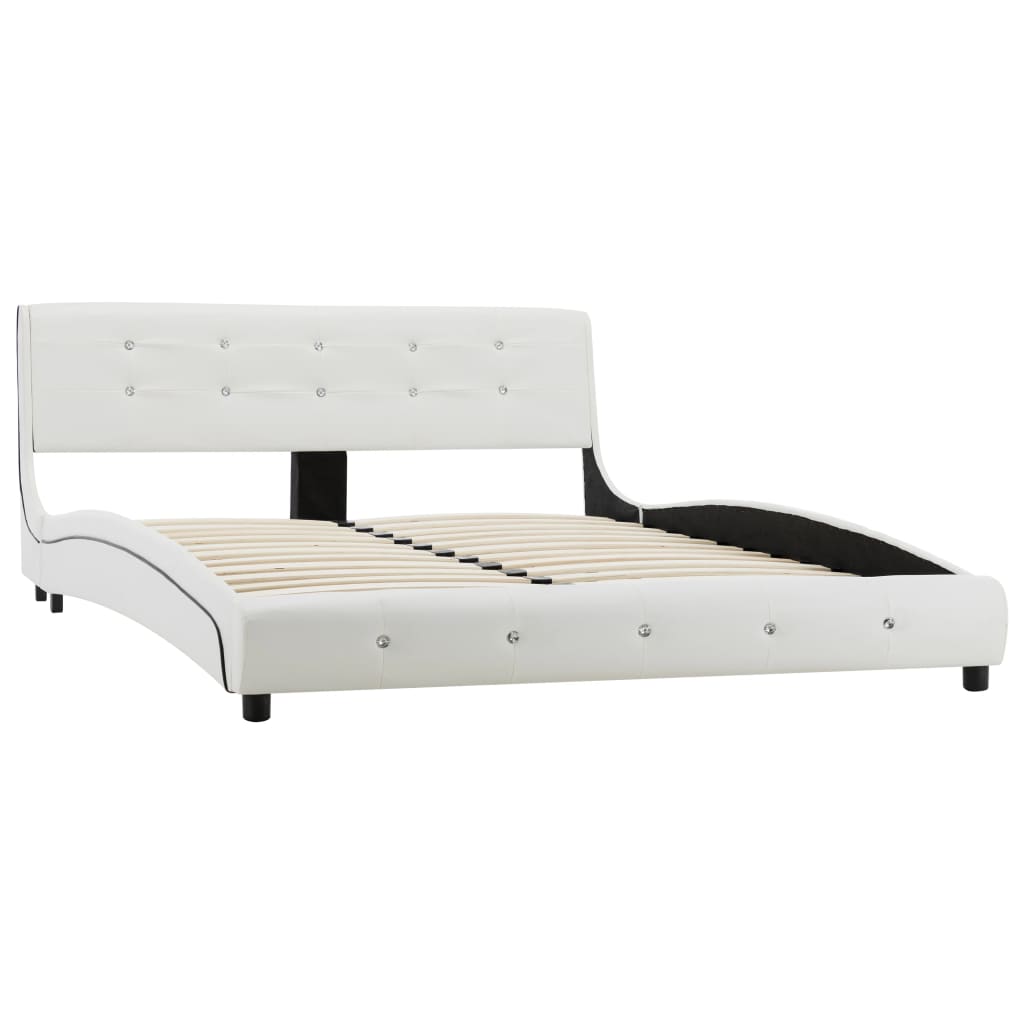 Letto con Materasso Memory Foam Bianco in Similpelle 140x200 cm - homemem39