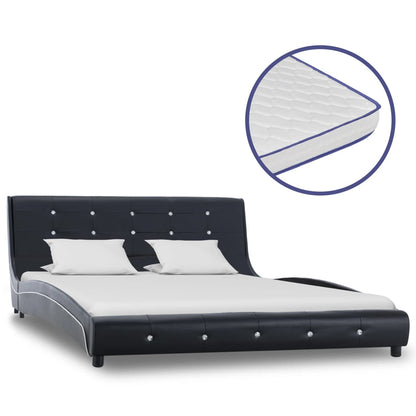 Letto con Materasso Memory Foam Nero in Similpelle 140x200 cm - homemem39