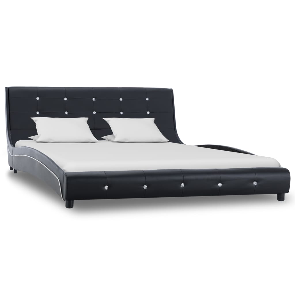 Letto con Materasso Memory Foam Nero in Similpelle 140x200 cm - homemem39