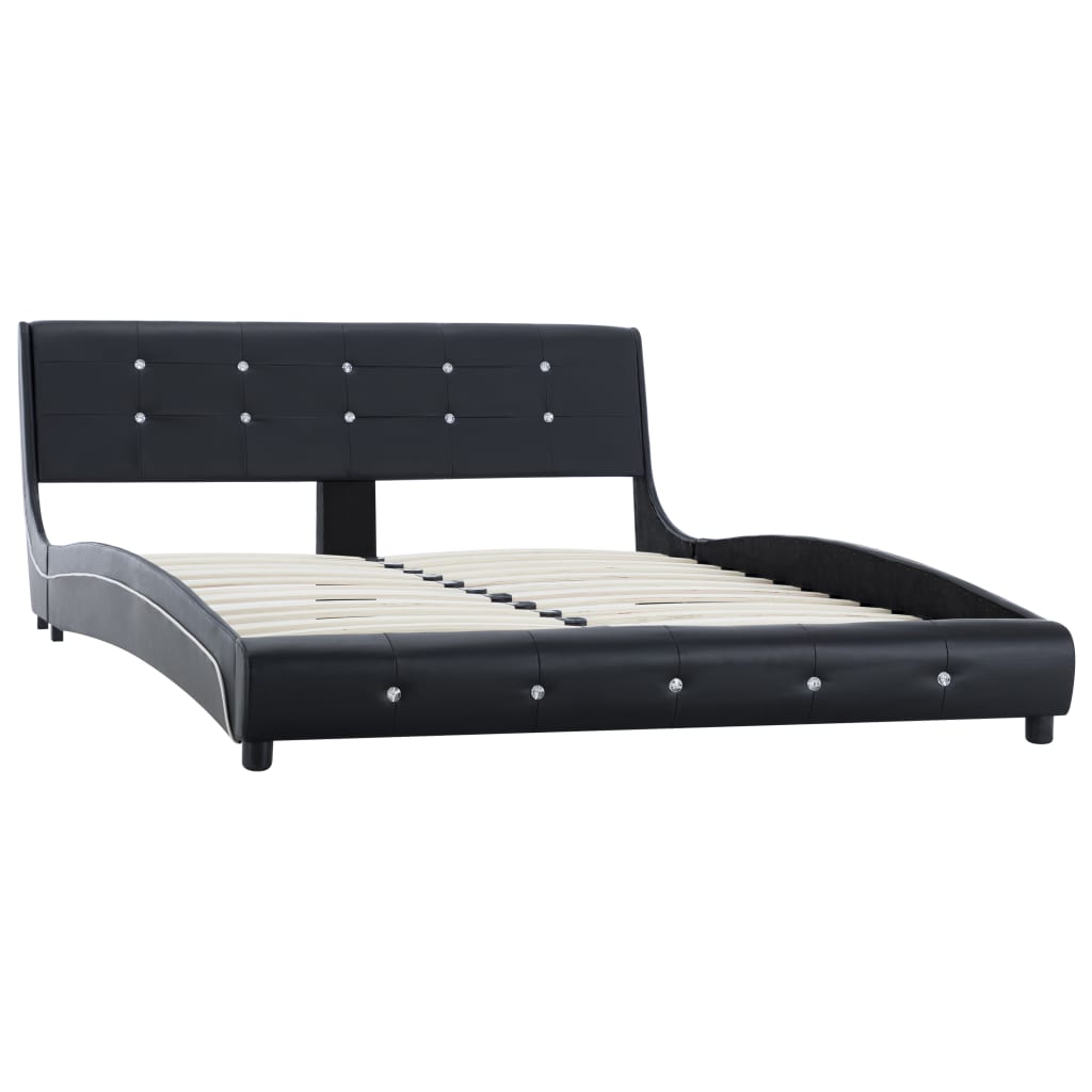 Letto con Materasso Memory Foam Nero in Similpelle 140x200 cm - homemem39