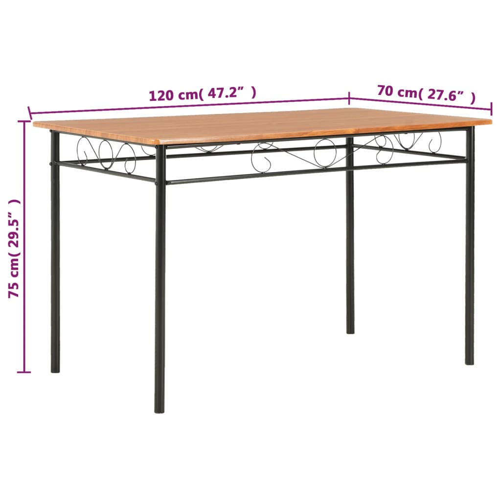 Tavolo da Pranzo Marrone 120x70x75 cm in MDF | homemem39