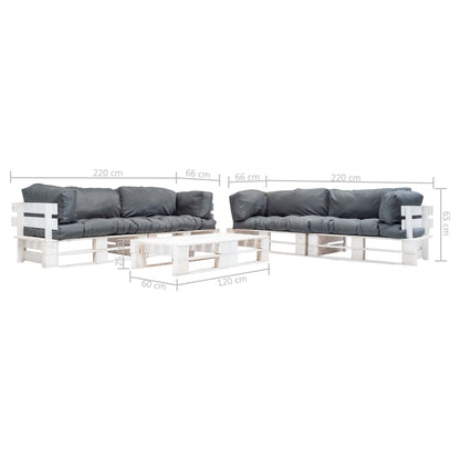 Set Divani da Giardino Pallet 6 pz con Cuscini Grigi in Legno | homemem39