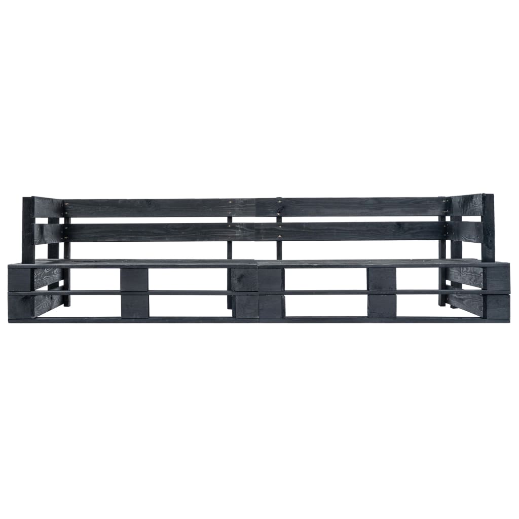 Divano da Giardino a 2 Posti su Pallet Nero in Legno | homemem39