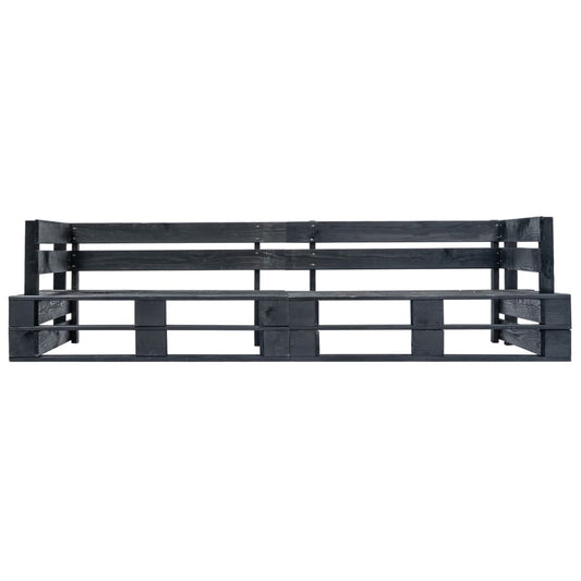 Divano da Giardino a 2 Posti su Pallet Nero in Legno | homemem39