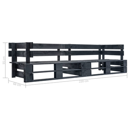 Divano da Giardino a 2 Posti su Pallet Nero in Legno | homemem39