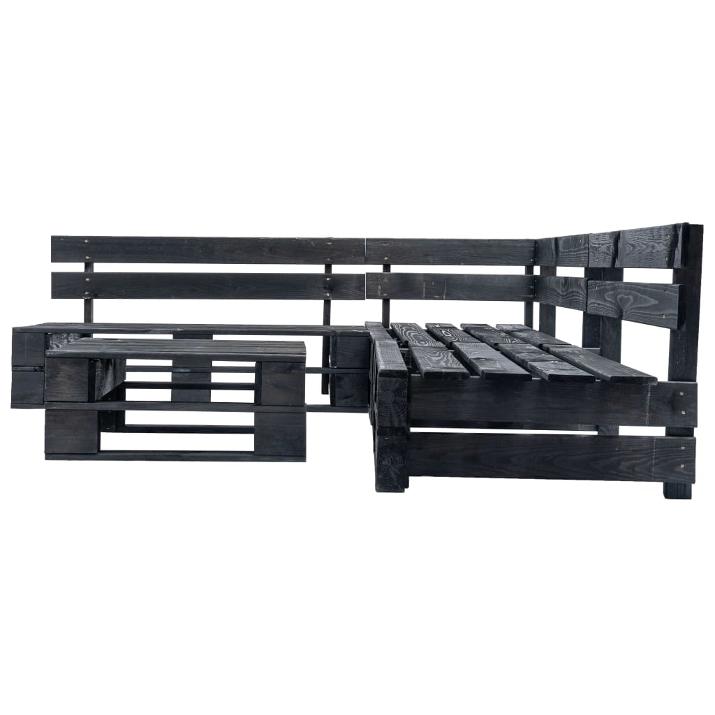 Divani da Giardino su Pallet 4 pz Neri in Legno | homemem39