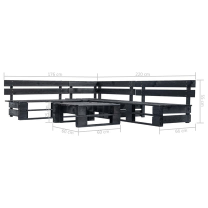 Divani da Giardino su Pallet 4 pz Neri in Legno | homemem39