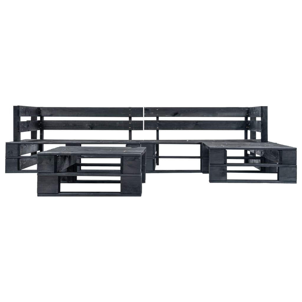 Divani da Giardino su Pallet 4 pz Neri in Legno | homemem39
