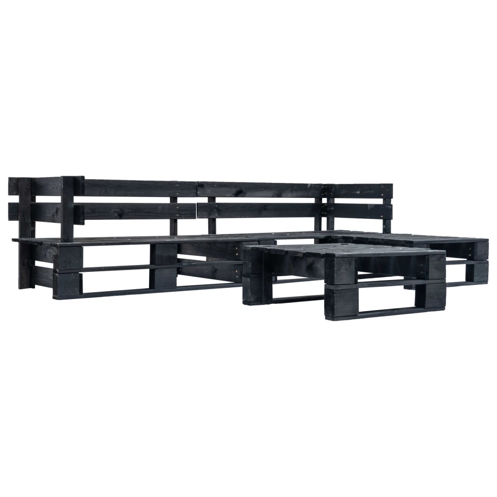 Set Divani da Giardino su Pallet 4 pz con Cuscini Grigi Legno | homemem39