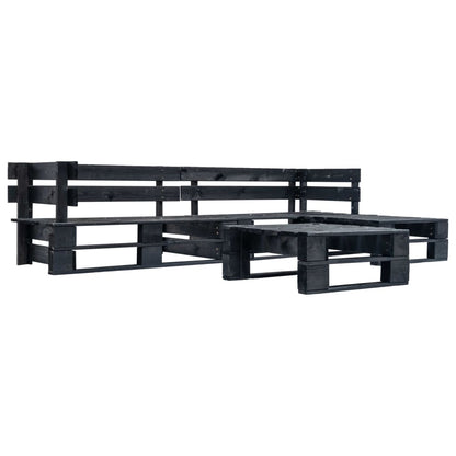 Set Divani da Giardino su Pallet 4 pz con Cuscini Grigi Legno | homemem39