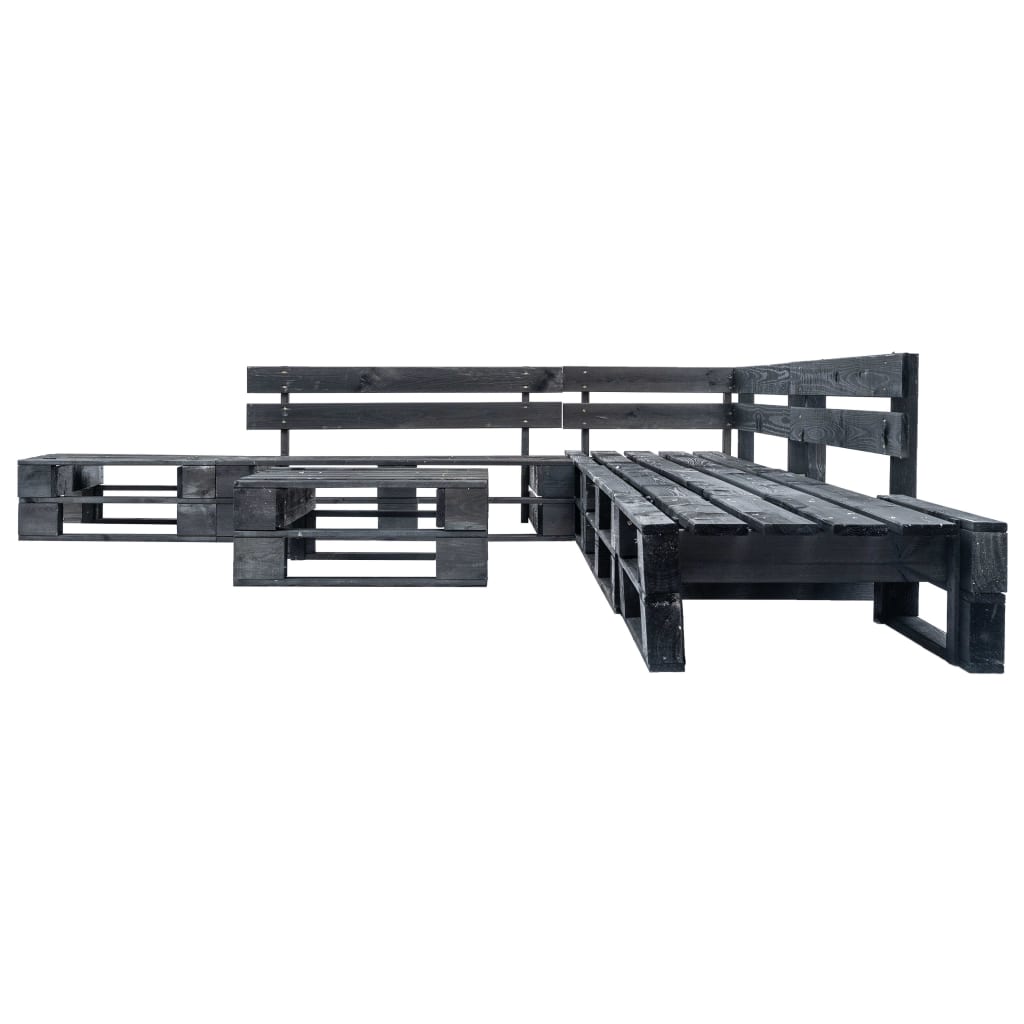 Divani da Giardino su Pallet 6 pz Neri in Legno | homemem39