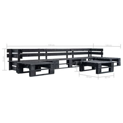 Set Divani da Giardino su Pallet 6 pz Nero in Legno | homemem39