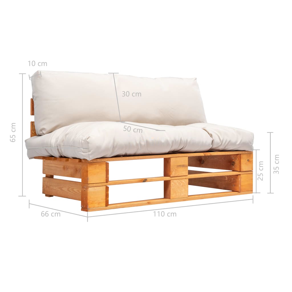 Divano da Giardino a Pallet con Cuscini Sabbia in Legno di Pino | homemem39