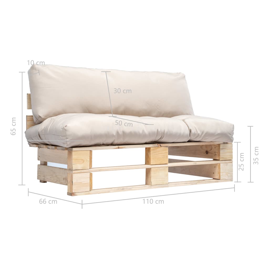 Divano da Giardino a Pallet con Cuscini Sabbia in Legno di Pino | homemem39