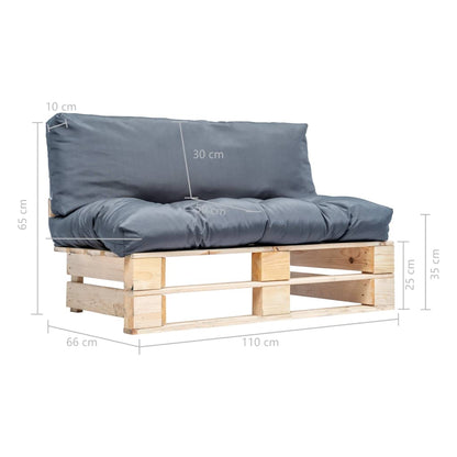 Divano da Giardino a Pallet con Cuscini Grigi in Legno di Pino | homemem39