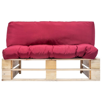 Divano da Giardino a Pallet con Cuscini Rossi in Legno di Pino | homemem39