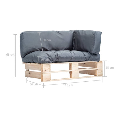 Divano da Giardino a Pallet con Cuscini Grigi in Legno di Pino | homemem39